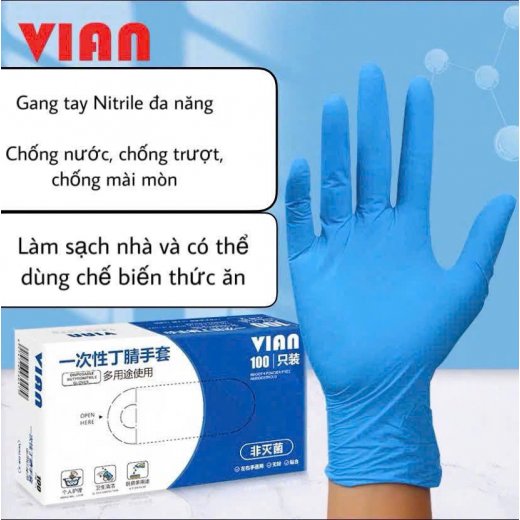 Găng tay nitrile dùng một lần siêu co giãn hiệu VIAN Găng tay nitrile dùng một lần siêu co giãn hiệu VIAN